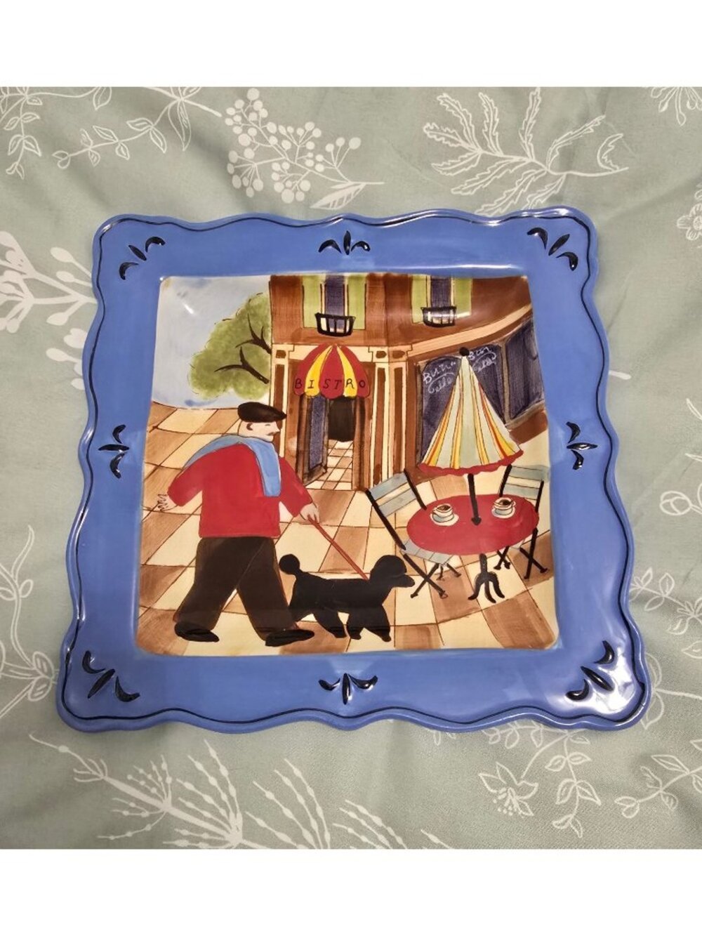 Jennifer Brinley Set of 3 Square Ceramic Plates Paris Bistro 9" - Picture 9 of 14